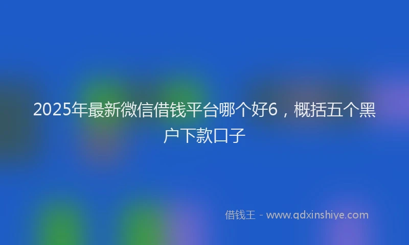 2025年最新微信借钱平台哪个好6，概括五个黑户下款口子
