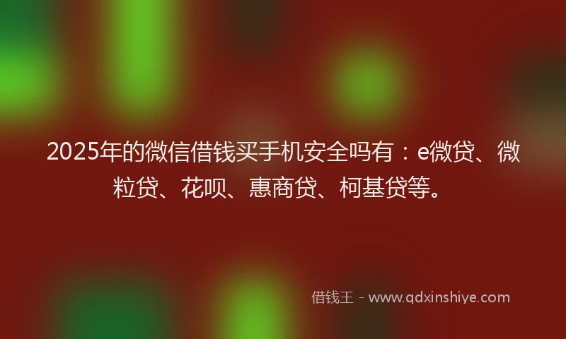 2025年的微信借钱买手机安全吗有：e微贷、微粒贷、花呗、惠商贷、柯基贷等。
