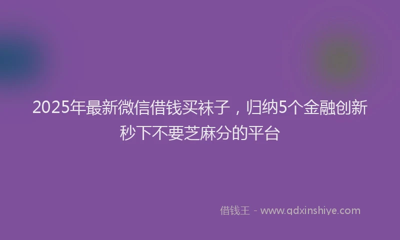 2025年最新微信借钱买袜子，归纳5个金融创新秒下不要芝麻分的平台