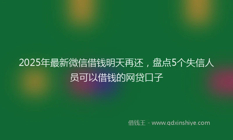 2025年最新微信借钱明天再还，盘点5个失信人员可以借钱的网贷口子