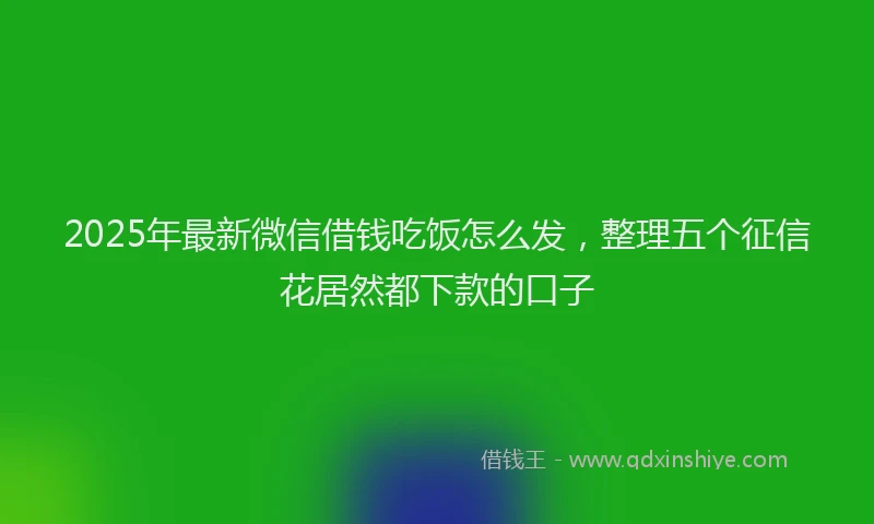 2025年最新微信借钱吃饭怎么发，整理五个征信花居然都下款的口子