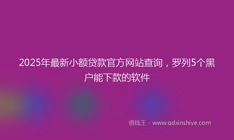 2025年最新小额贷款官方网站查询，罗列5个黑户能下款的软件