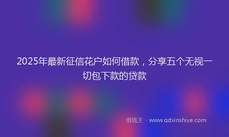 2025年最新征信花户如何借款，分享五个无视一切包下款的贷款