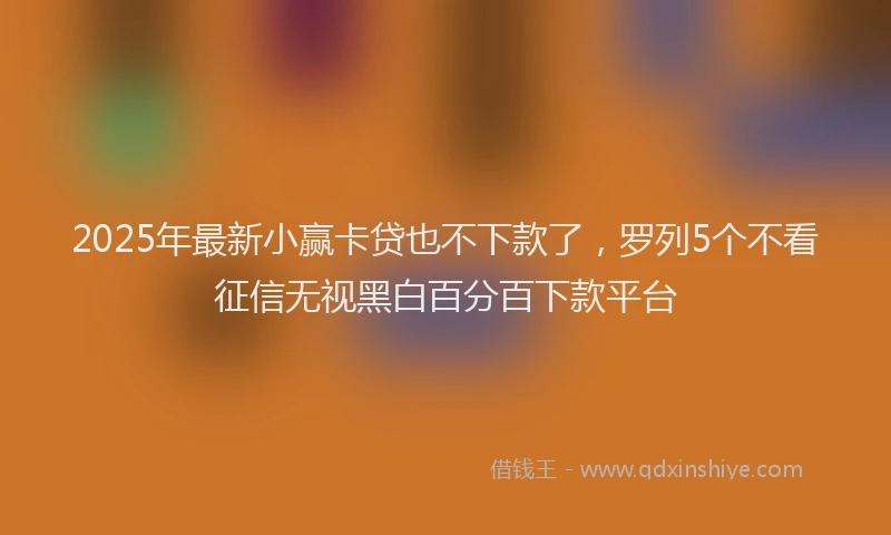 2025年最新小赢卡贷也不下款了，罗列5个不看征信无视黑白百分百下款平台