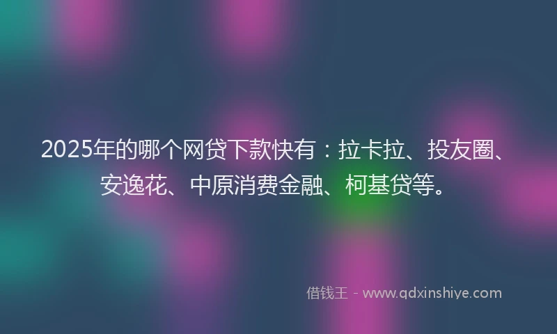 2025年的哪个网贷下款快有：拉卡拉、投友圈、安逸花、中原消费金融、柯基贷等。