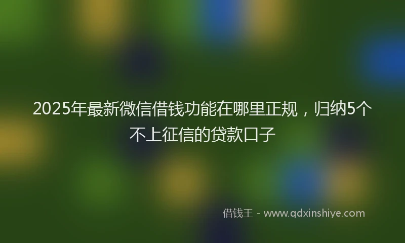 2025年最新微信借钱功能在哪里正规，归纳5个不上征信的贷款口子