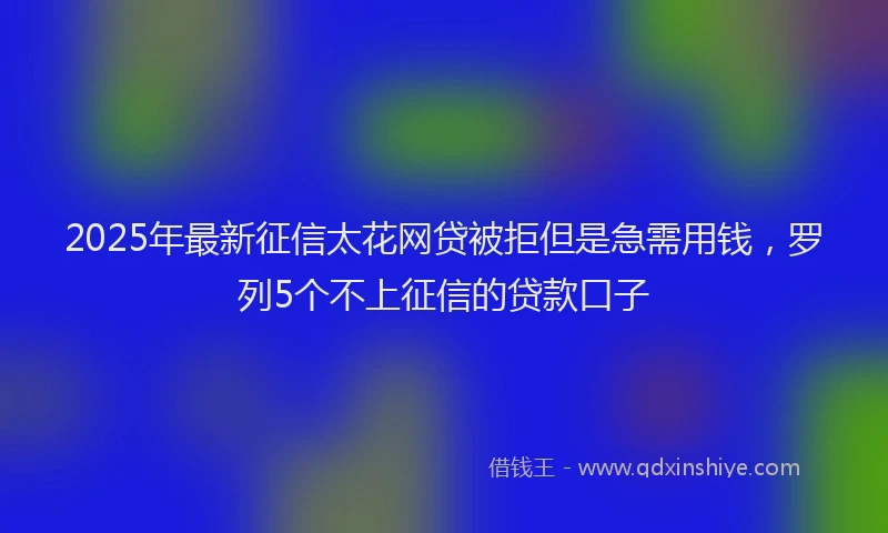 2025年最新征信太花网贷被拒但是急需用钱，罗列5个不上征信的贷款口子