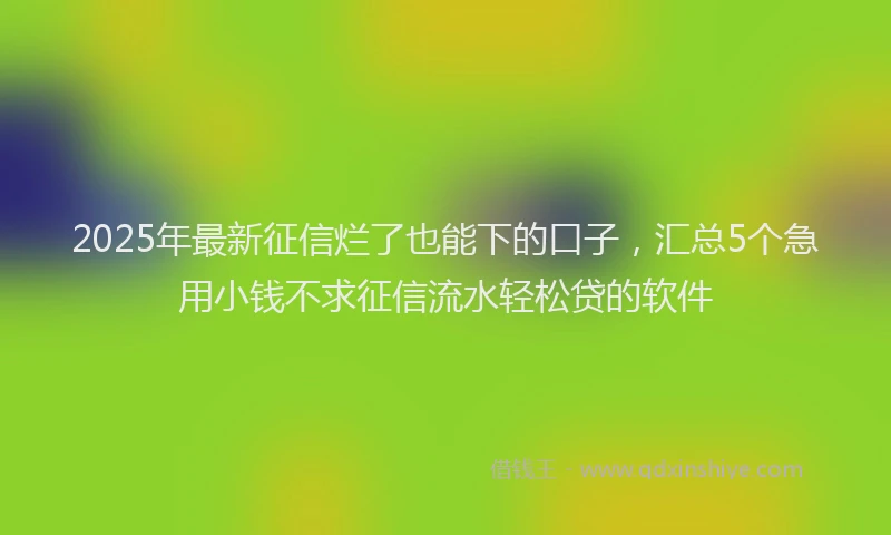 2025年最新征信烂了也能下的口子，汇总5个急用小钱不求征信流水轻松贷的软件