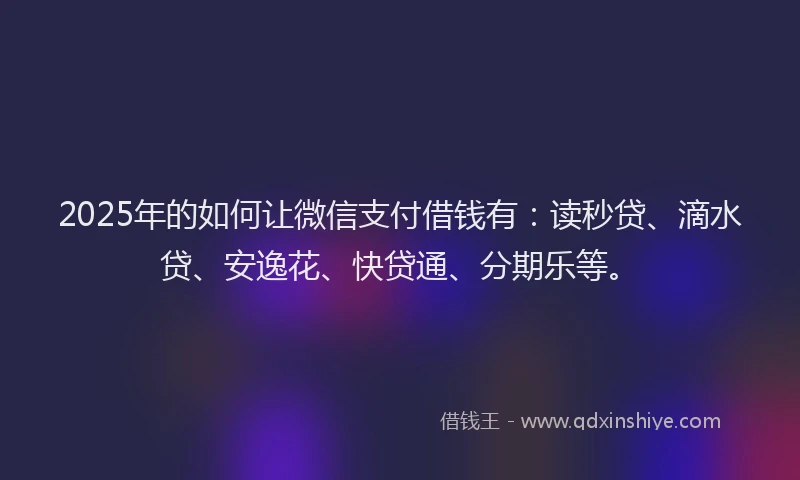 2025年的如何让微信支付借钱有：读秒贷、滴水贷、安逸花、快贷通、分期乐等。