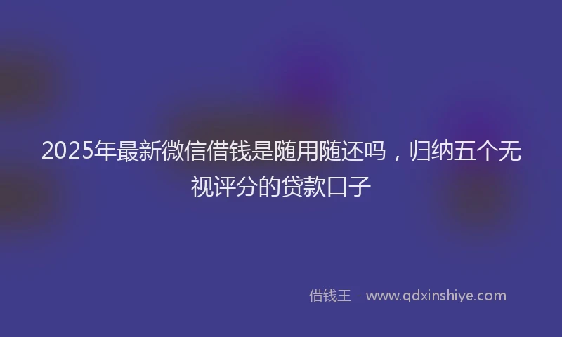 2025年最新微信借钱是随用随还吗，归纳五个无视评分的贷款口子