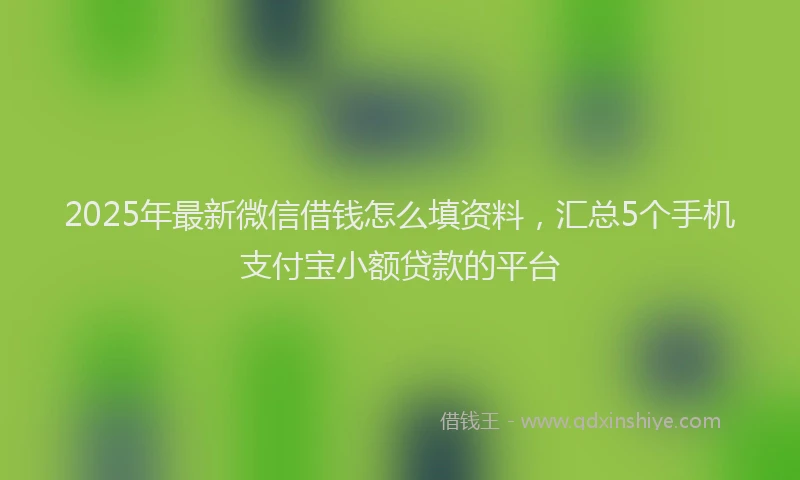 2025年最新微信借钱怎么填资料，汇总5个手机支付宝小额贷款的平台