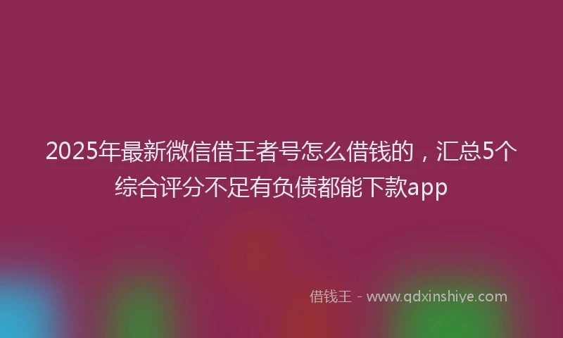2025年最新微信借王者号怎么借钱的，汇总5个综合评分不足有负债都能下款app