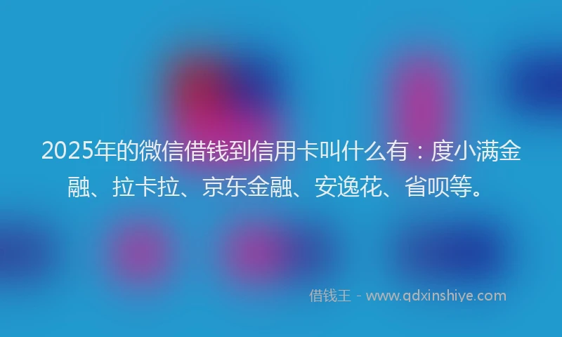 2025年的微信借钱到信用卡叫什么有：度小满金融、拉卡拉、京东金融、安逸花、省呗等。