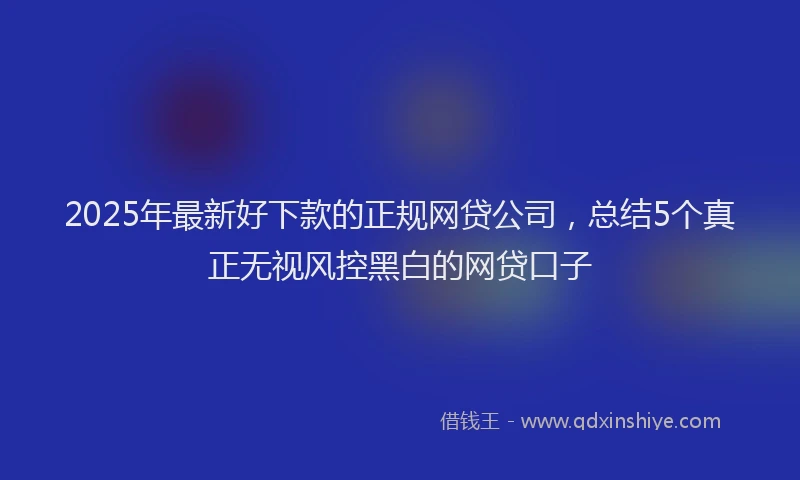 2025年最新好下款的正规网贷公司，总结5个真正无视风控黑白的网贷口子