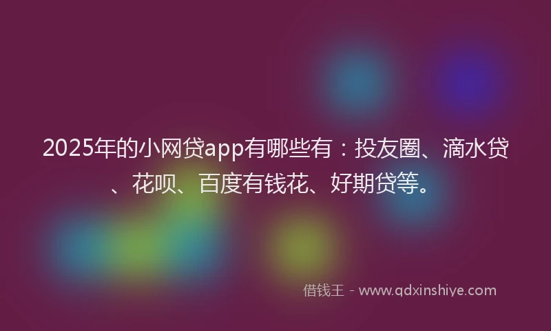 2025年的小网贷app有哪些有：投友圈、滴水贷、花呗、百度有钱花、好期贷等。