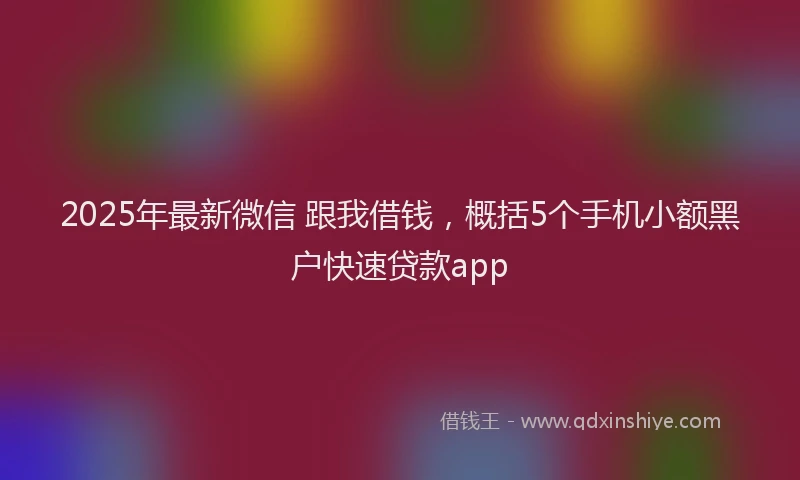 2025年最新微信 跟我借钱，概括5个手机小额黑户快速贷款app