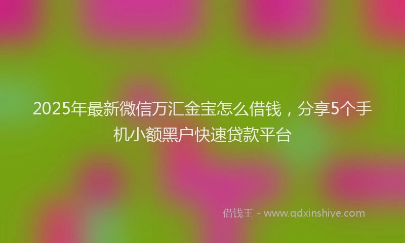 2025年最新微信万汇金宝怎么借钱，分享5个手机小额黑户快速贷款平台