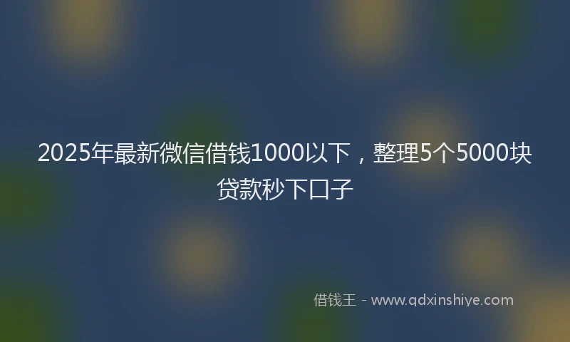 2025年最新微信借钱1000以下，整理5个5000块贷款秒下口子