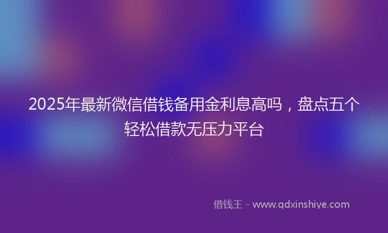 2025年最新微信借钱备用金利息高吗，盘点五个轻松借款无压力平台