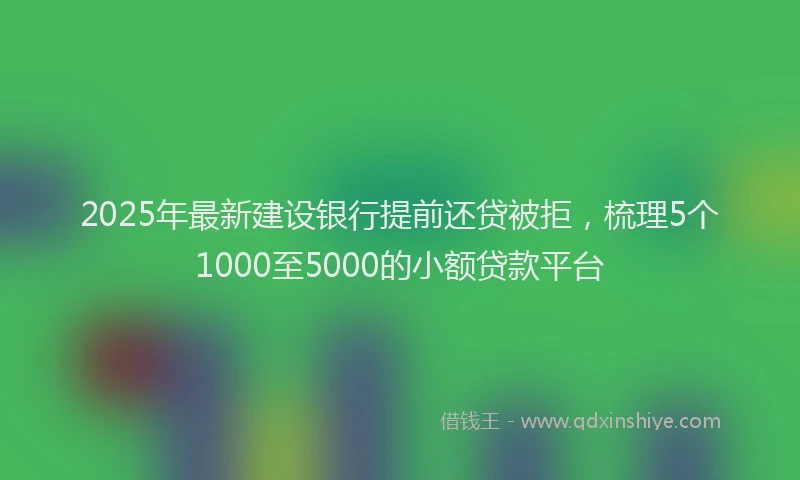 2025年最新建设银行提前还贷被拒，梳理5个1000至5000的小额贷款平台