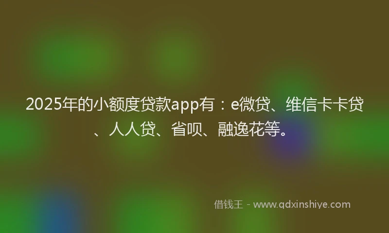 2025年的小额度贷款app有：e微贷、维信卡卡贷、人人贷、省呗、融逸花等。