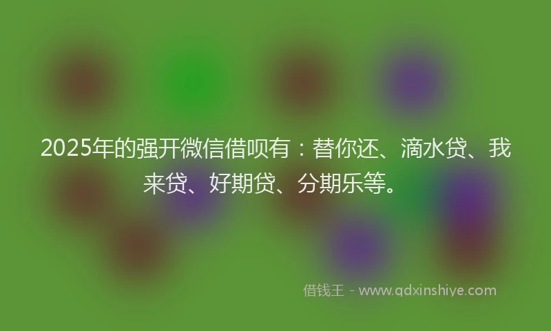 2025年的强开微信借呗有：替你还、滴水贷、我来贷、好期贷、分期乐等。