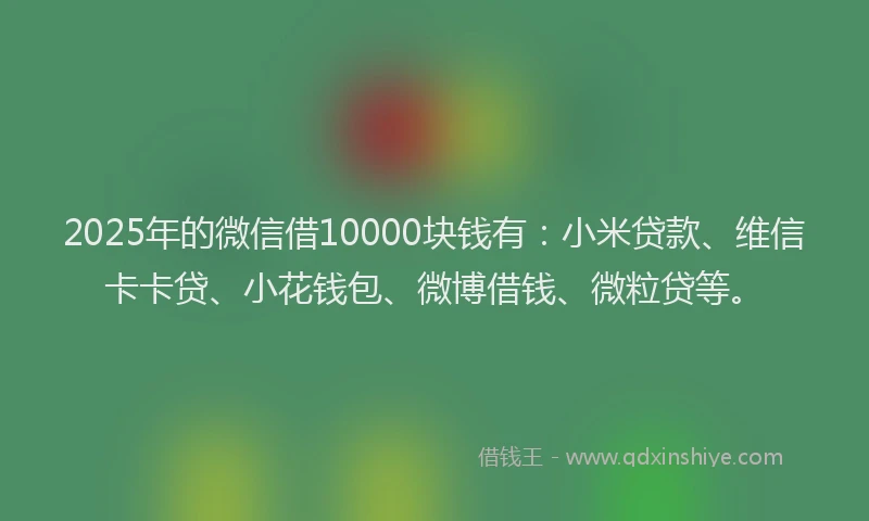 2025年的微信借10000块钱有：小米贷款、维信卡卡贷、小花钱包、微博借钱、微粒贷等。