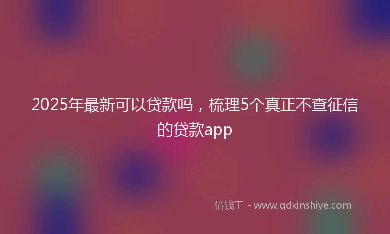 2025年最新可以贷款吗，梳理5个真正不查征信的贷款app