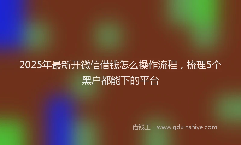 2025年最新开微信借钱怎么操作流程，梳理5个黑户都能下的平台