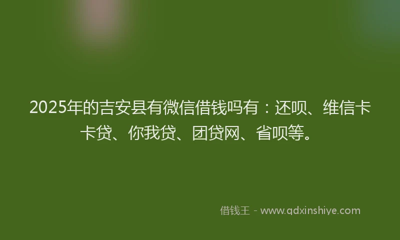 2025年的吉安县有微信借钱吗有：还呗、维信卡卡贷、你我贷、团贷网、省呗等。