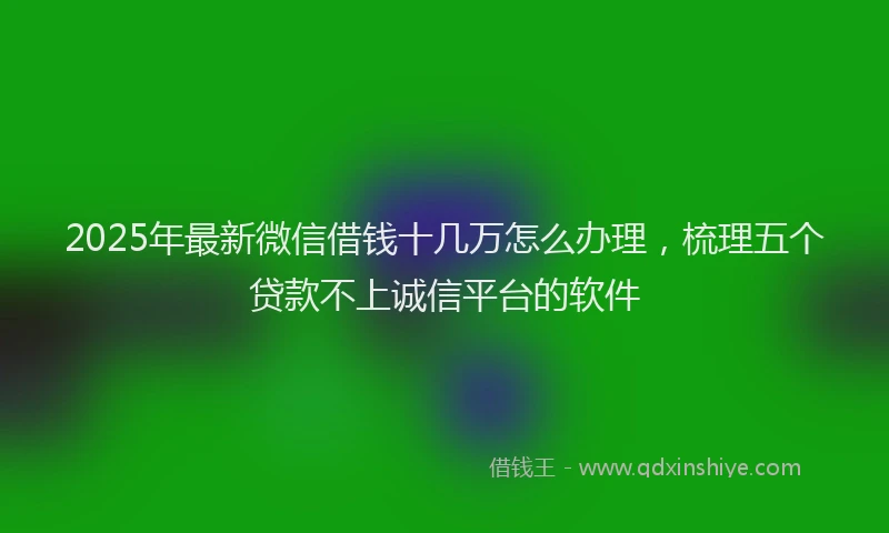 2025年最新微信借钱十几万怎么办理，梳理五个贷款不上诚信平台的软件