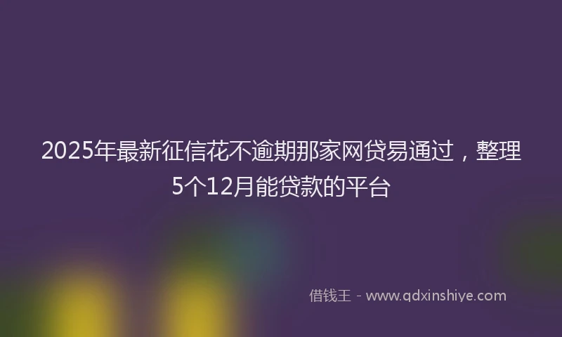 2025年最新征信花不逾期那家网贷易通过，整理5个12月能贷款的平台