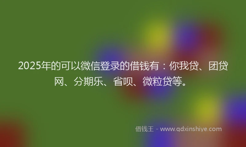 2025年的可以微信登录的借钱有：你我贷、团贷网、分期乐、省呗、微粒贷等。