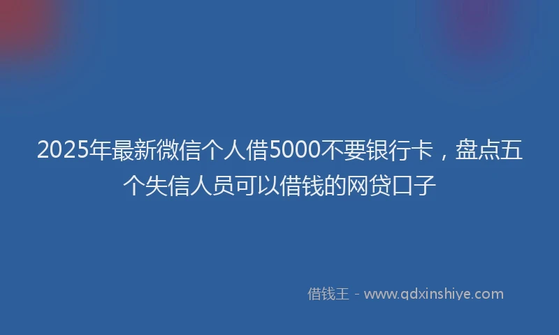 2025年最新微信个人借5000不要银行卡，盘点五个失信人员可以借钱的网贷口子