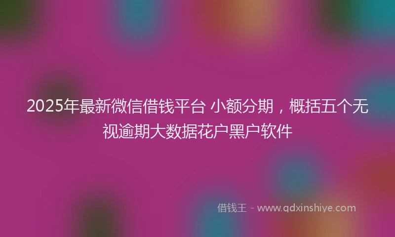 2025年最新微信借钱平台 小额分期，概括五个无视逾期大数据花户黑户软件