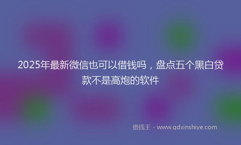 2025年最新微信也可以借钱吗，盘点五个黑白贷款不是高炮的软件