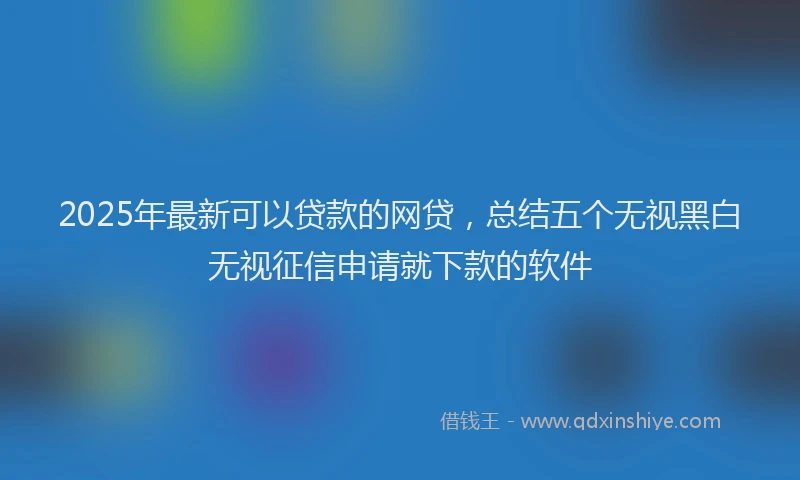 2025年最新可以贷款的网贷，总结五个无视黑白无视征信申请就下款的软件