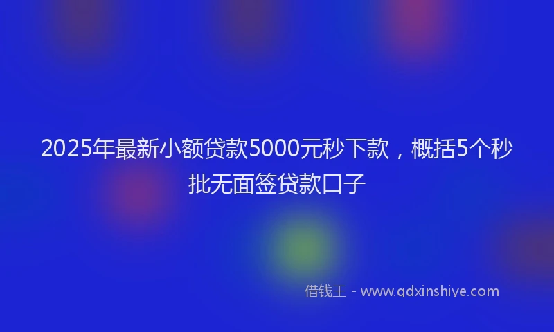 2025年最新小额贷款5000元秒下款，概括5个秒批无面签贷款口子