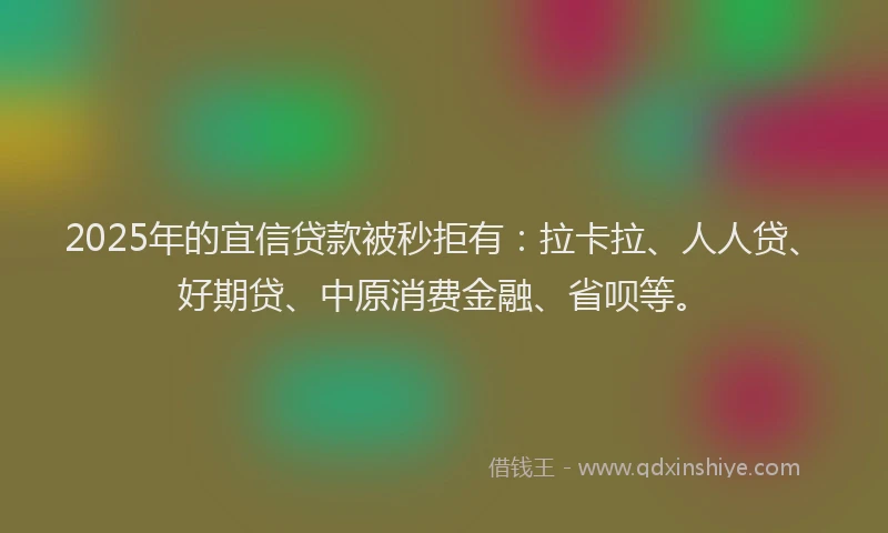 2025年的宜信贷款被秒拒有：拉卡拉、人人贷、好期贷、中原消费金融、省呗等。