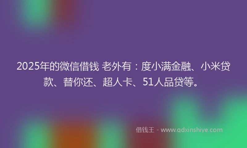 2025年的微信借钱 老外有：度小满金融、小米贷款、替你还、超人卡、51人品贷等。
