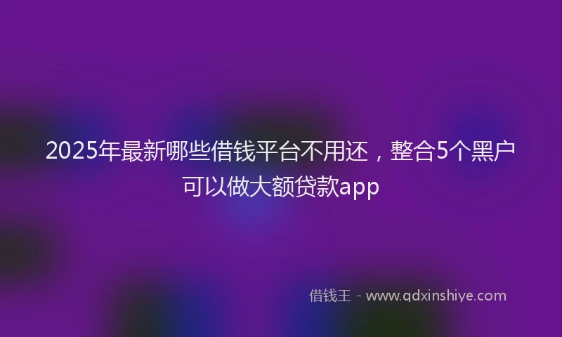 2025年最新哪些借钱平台不用还，整合5个黑户可以做大额贷款app