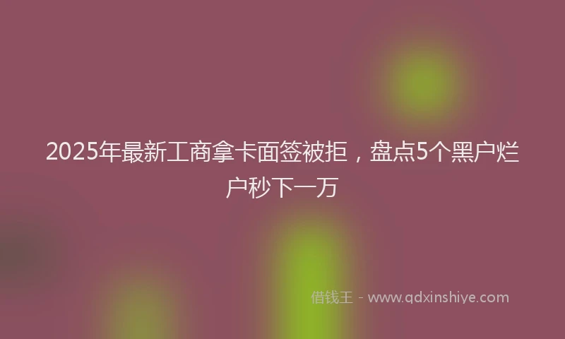 2025年最新工商拿卡面签被拒，盘点5个黑户烂户秒下一万