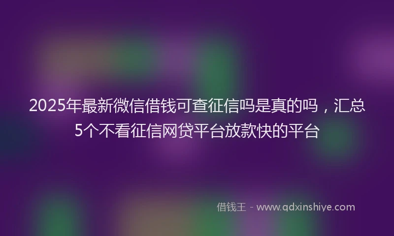 2025年最新微信借钱可查征信吗是真的吗，汇总5个不看征信网贷平台放款快的平台