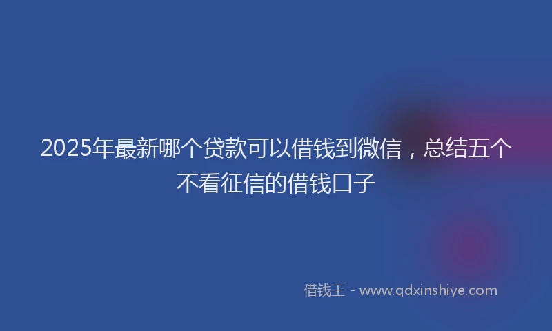 2025年最新哪个贷款可以借钱到微信，总结五个不看征信的借钱口子