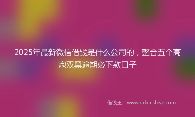 2025年最新微信借钱是什么公司的，整合五个高炮双黑逾期必下款口子