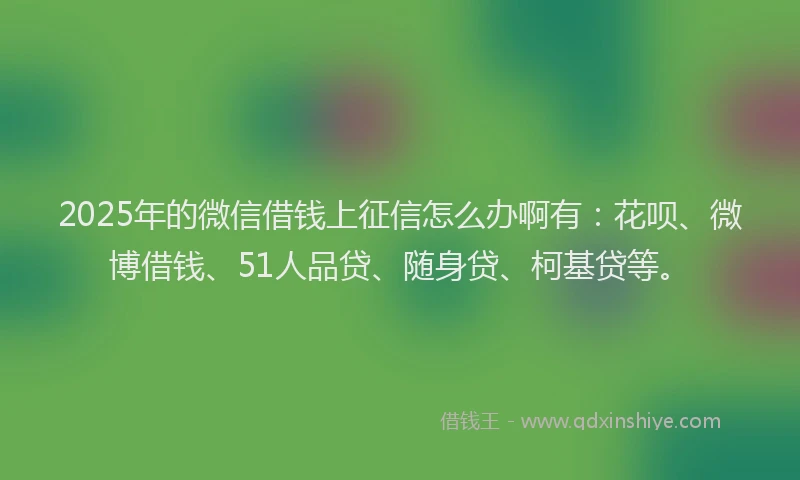 2025年的微信借钱上征信怎么办啊有：花呗、微博借钱、51人品贷、随身贷、柯基贷等。