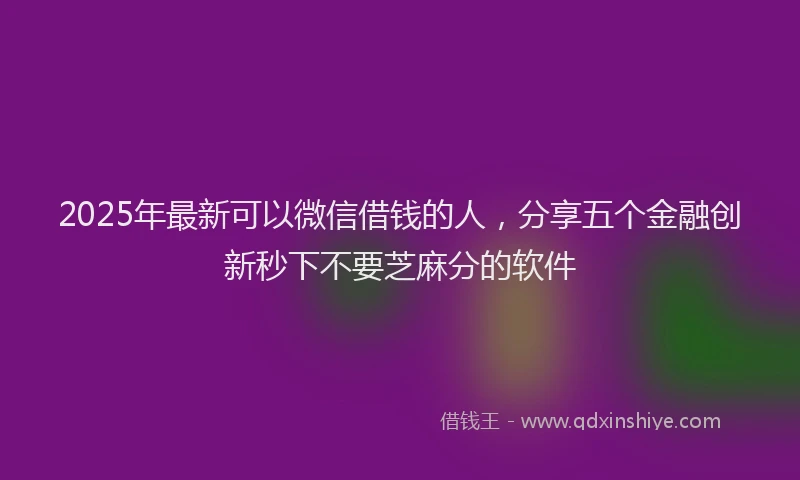 2025年最新可以微信借钱的人，分享五个金融创新秒下不要芝麻分的软件