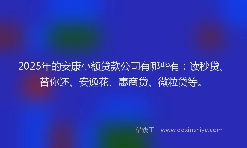 2025年的安康小额贷款公司有哪些有：读秒贷、替你还、安逸花、惠商贷、微粒贷等。