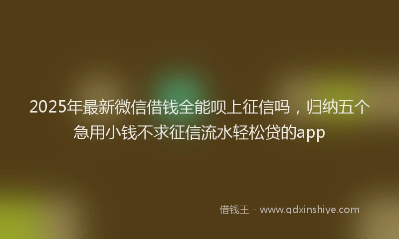 2025年最新微信借钱全能呗上征信吗，归纳五个急用小钱不求征信流水轻松贷的app