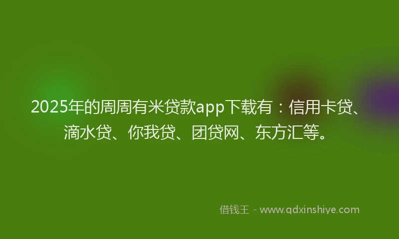 2025年的周周有米贷款app下载有：信用卡贷、滴水贷、你我贷、团贷网、东方汇等。